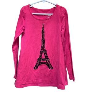 Justice Girls Size 8 Sparkly Paris Eiffel Tower Polyester Blend Long Sleeve Top